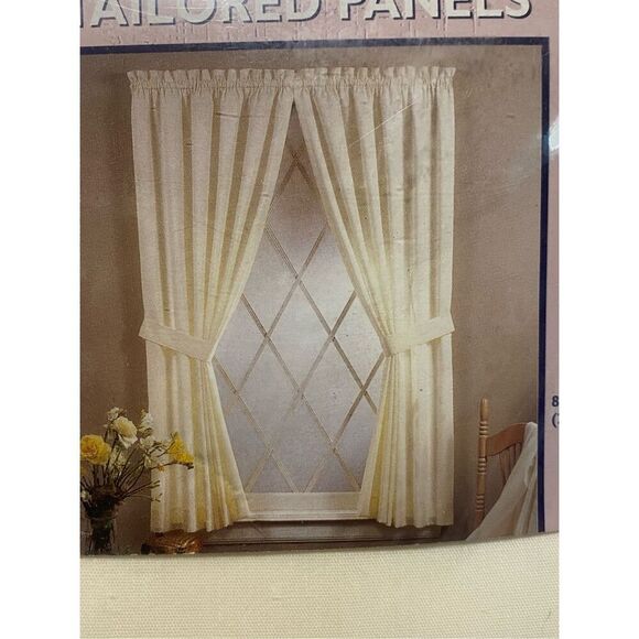 Vintage lace curtains with valance  floral 53” x 81” - Picture 2 of 4